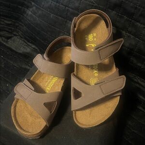 Birkenstock brown suede kids velcro cross 2 strap sandals new euro 28 / 10 med